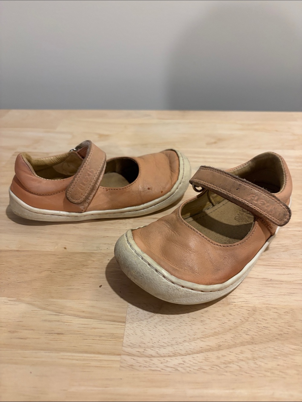 Flexi Blush Leather Mary Jane Shoes with Hook-and-Loop Strap Size 26